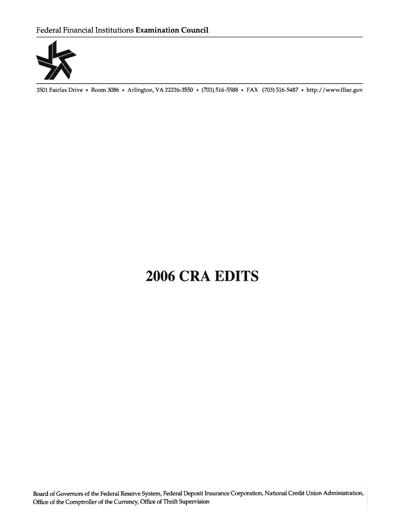 CRA EDITS Note No Modifications Were Made to the CRA Edits for Data Collection Ffiec  Form