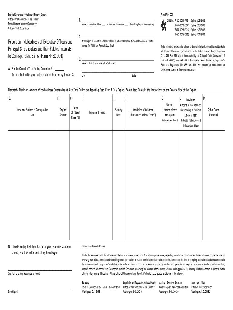 Form FFIEC 004