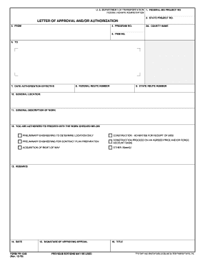 Form PR 1240 Department of Transportation Efl Fhwa Dot