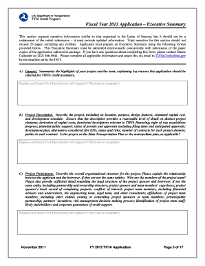 App D 1 Application Form Exec Sum November DOCX Fhwa Dot