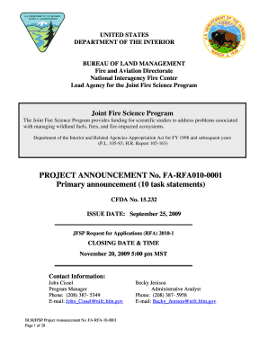 Joint Fire Science Program Firescience  Form