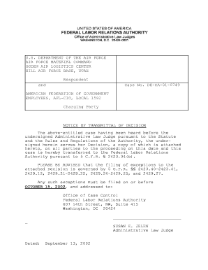 DEPARTMENT of the AIR FORCE AIR FORCE MATERIAL COMMAND OGDEN AIR LOGISTICS CENTER HILL AIR FORCE BASE, UTAH Respondent and Case   Form
