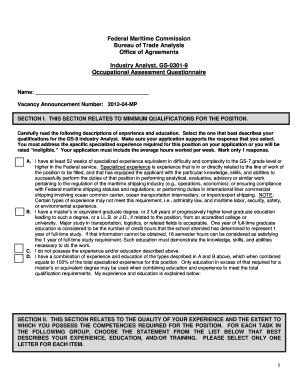 1 Federal Maritime Commission Bureau of Trade Analysis Office of  Form