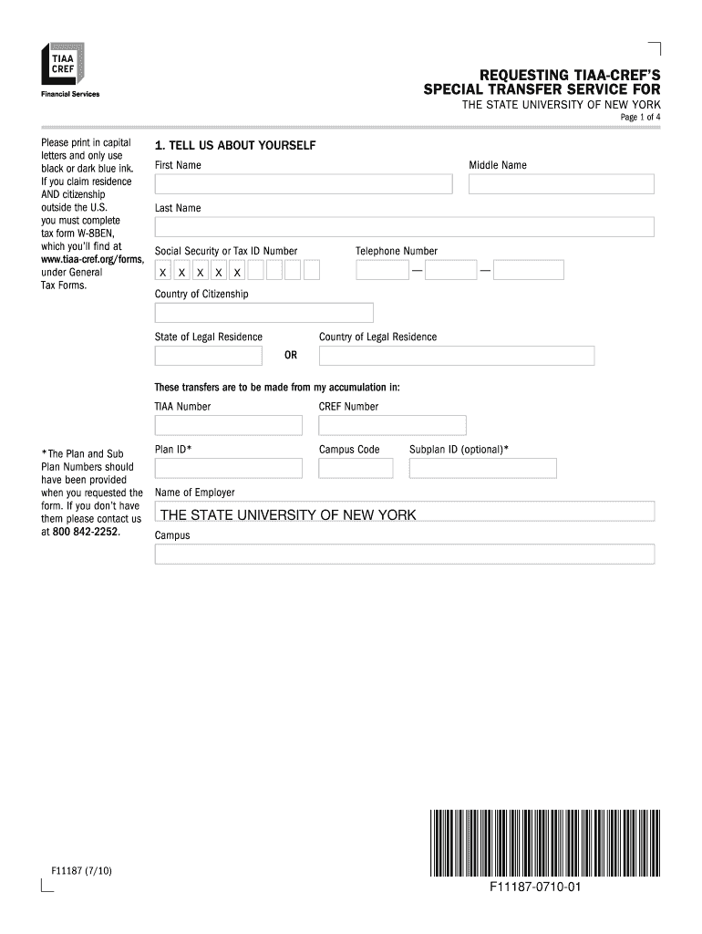 the State University of New YorkInvestment Options  TIAA  Form