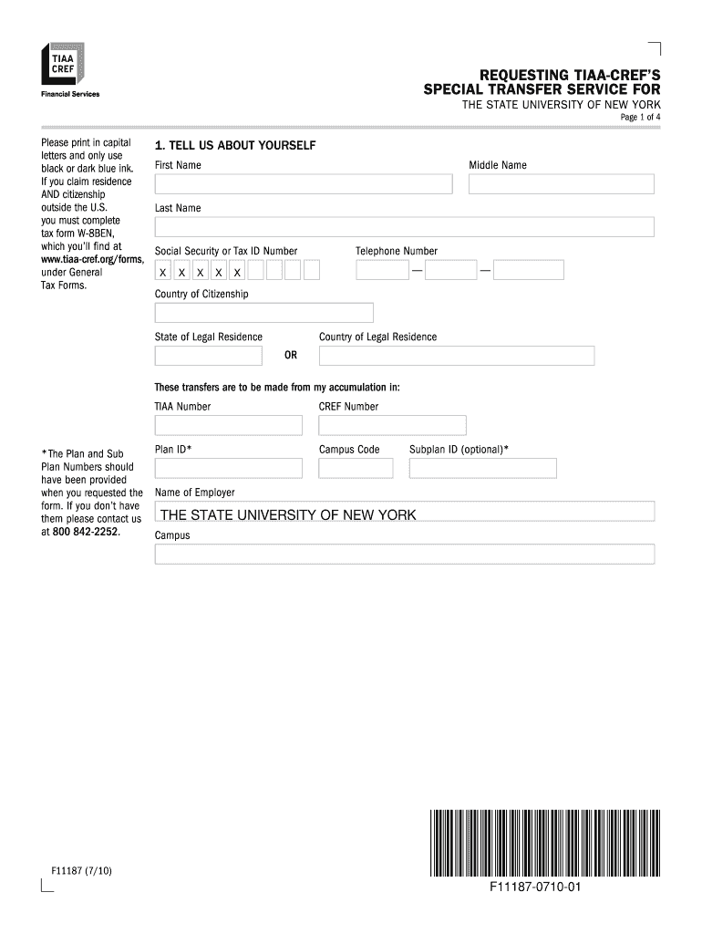 The State University of New YorkInvestment Options  TIAA  Form