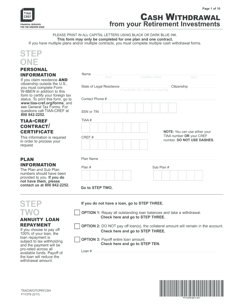 Tiaa Forms F11379