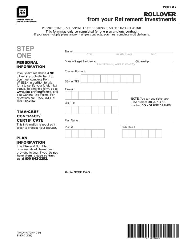 Tiaa Form F11380