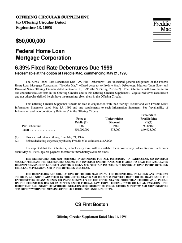 Redeemable at the Option of Freddie Mac, Commencing May 21,  Form