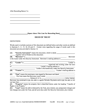 Arizona Deed of Trust Form