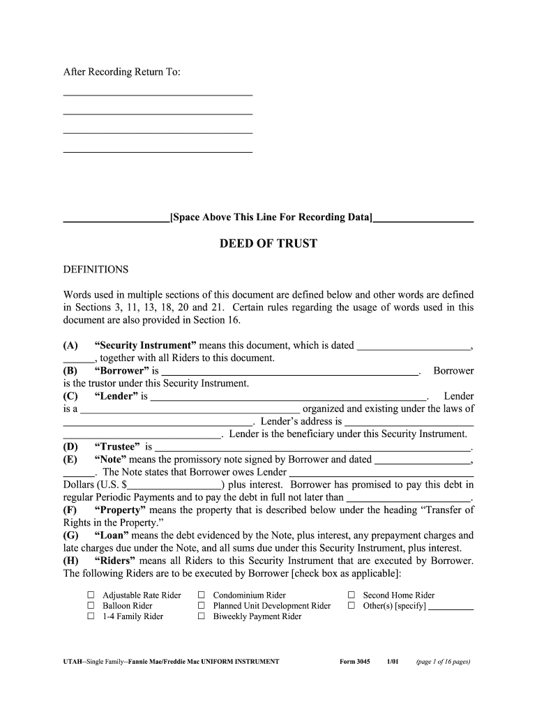  Utah Deed of Trust 2001-2024