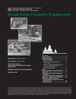 Small Area Forestry Equipment USDA Forest Service  Form