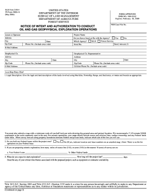 NOTICE of INTENT and AUTHORIZATION to CONDUCT OIL Fs Fed  Form