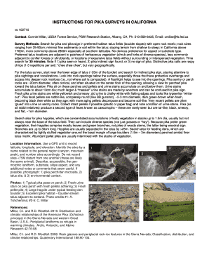 INSTRUCTIONS for PIKA SURVEYS in CALIFORNIA Fs Fed  Form