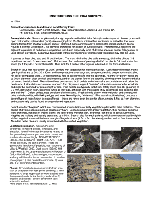 INSTRUCTIONS for PIKA SURVEYS Fs Fed  Form