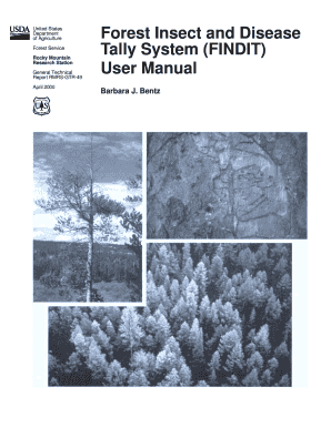 Forest Insect and Disease Tally System FINDIT User Manual RMRS GTR 49 Fs Fed  Form