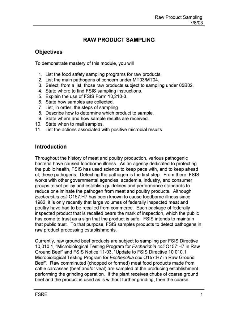 As FSIS is Continuously Improving Its Sampling Techniques, Adding Fsis Usda  Form