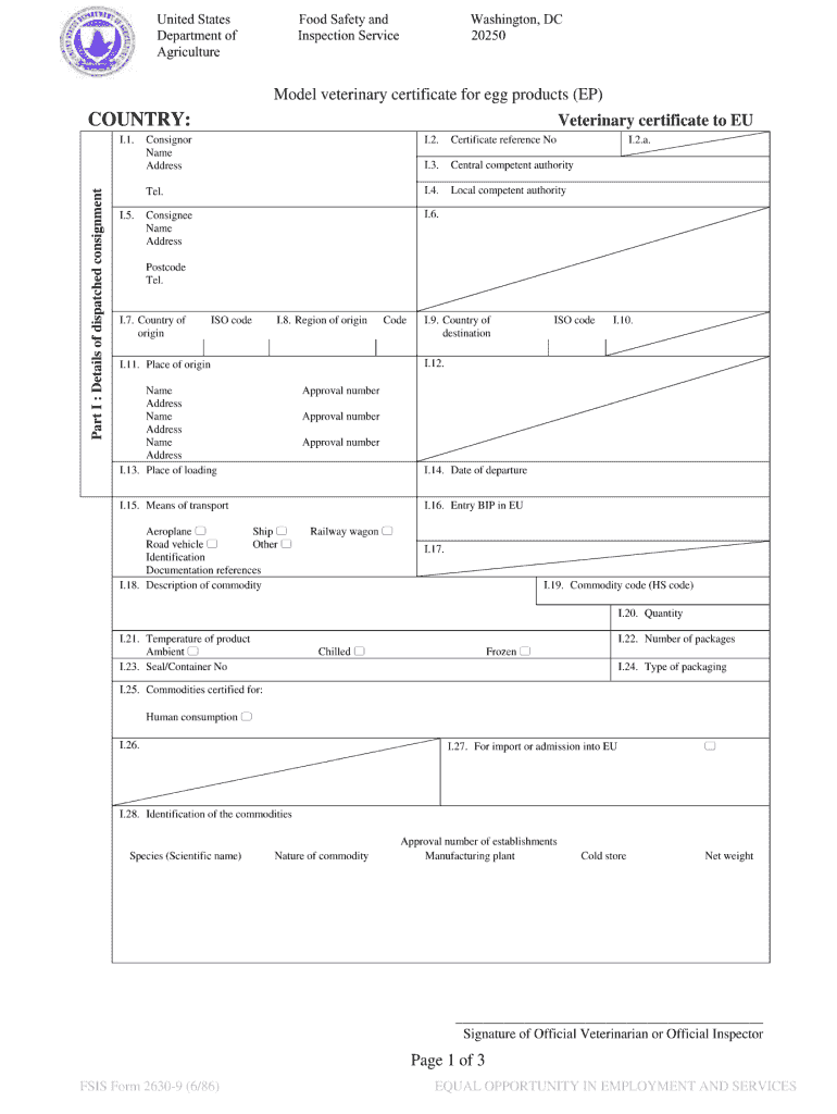 Fsis Form 2630 9