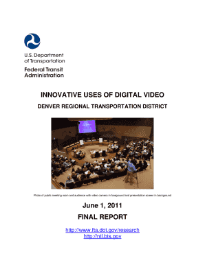 Digital Video Report PDF Federal Transit Administration U S  Form