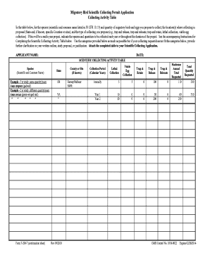 U S Fish and Wildlife Service Form 3 200 7 Migratory Bird Scientific Collecting Permit and Report