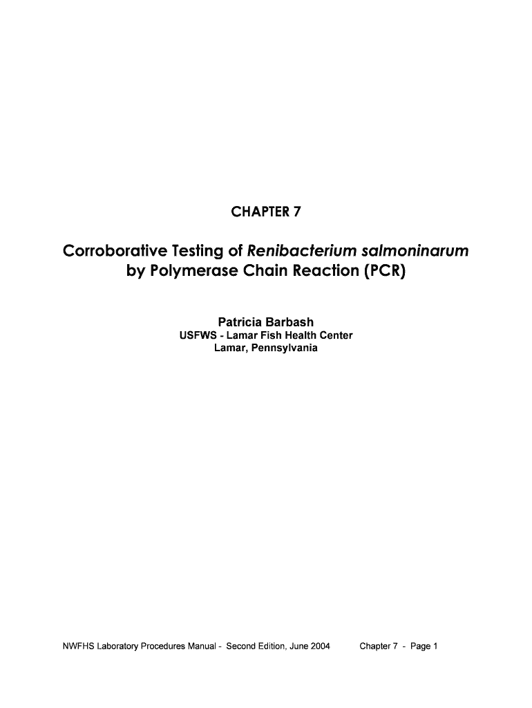 Corroborative Testing of Renibacterium Salmoninarum by  Form