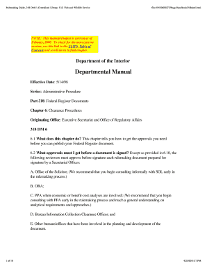 Rulemaking Guide, 318 DM 5 Centralized Library U Fws  Form