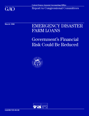 RCED 96 80 Emergency Disaster Farm Loans EMERGENCY DISASTER FARM LOANS Gao  Form