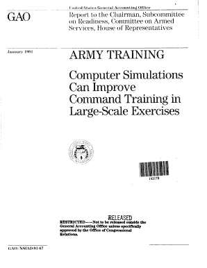 NSIAD 91 67 Army Training Computer Simulations Can Improve Command Training in Large Scale Exercises National Defense Gao  Form