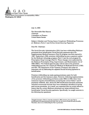 GAO 08 816R Schedule and Timing Issues Complicate Withholding Premiums for Medicare Parts C and D from Social Security Payments   Form