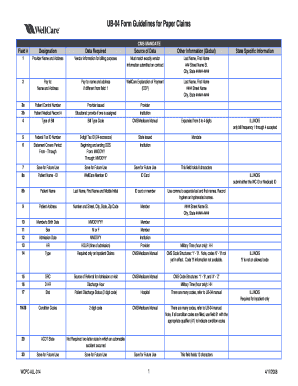 UB 04 Paper Claim Guidelines XLS  Form