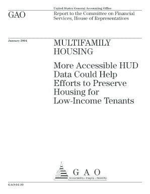 GAO 04 20 Multifamily Housing More Accessible HUD Data Could Gao  Form
