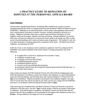 GUIDE to MEDIATION of DISPUTES at the PAB  Form