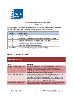 Ginnie Mae Disclosure Definitions  Form