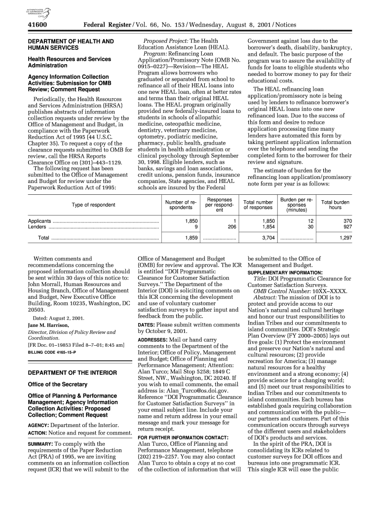 66 FR 41600 Office of Planning &amp; Performance U S Government Gpo