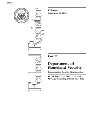 49 CFR Parts 1515, 1520, 1522, Et Al  Form