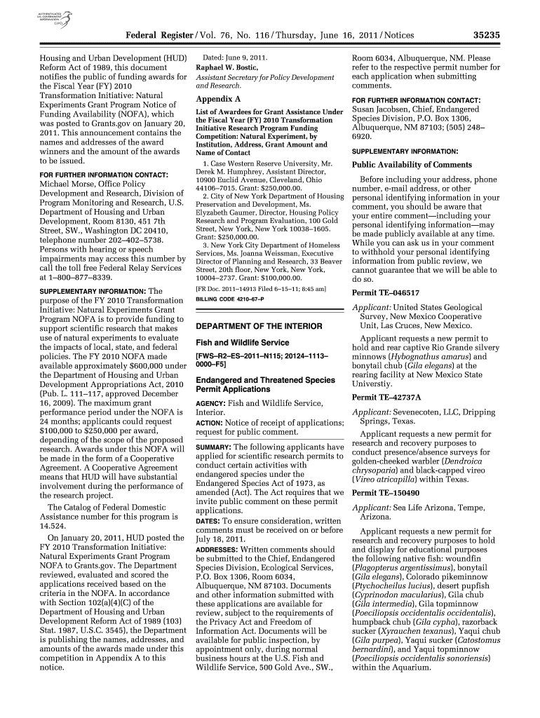 Housing and Urban Development HUD Gpo  Form