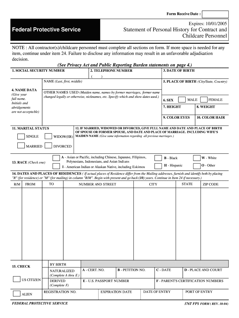  Sf 176t Fillable Form 2004-2024