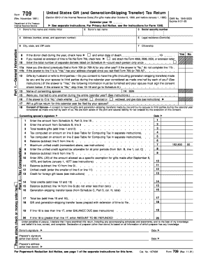 1191 Form 709 United States Gift and Generation Skipping Transfer Tax Return