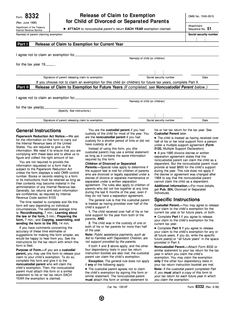  Form 8332 PDF 2018