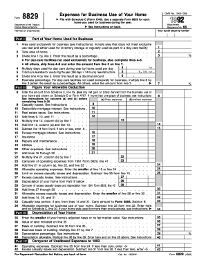  8829 Simplified Method Worksheet 1992