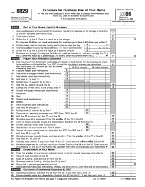 Form 8829 Expenses for Business Use of Your Home Irs