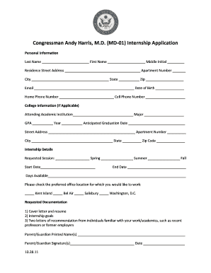 Andy Harris Internship Form