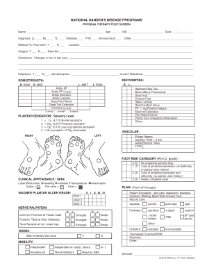 Printer Friendly Foot Evaluation Form HRSA Hrsa