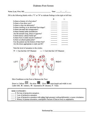 Diabetes Foot Screen HRSA Hrsa  Form