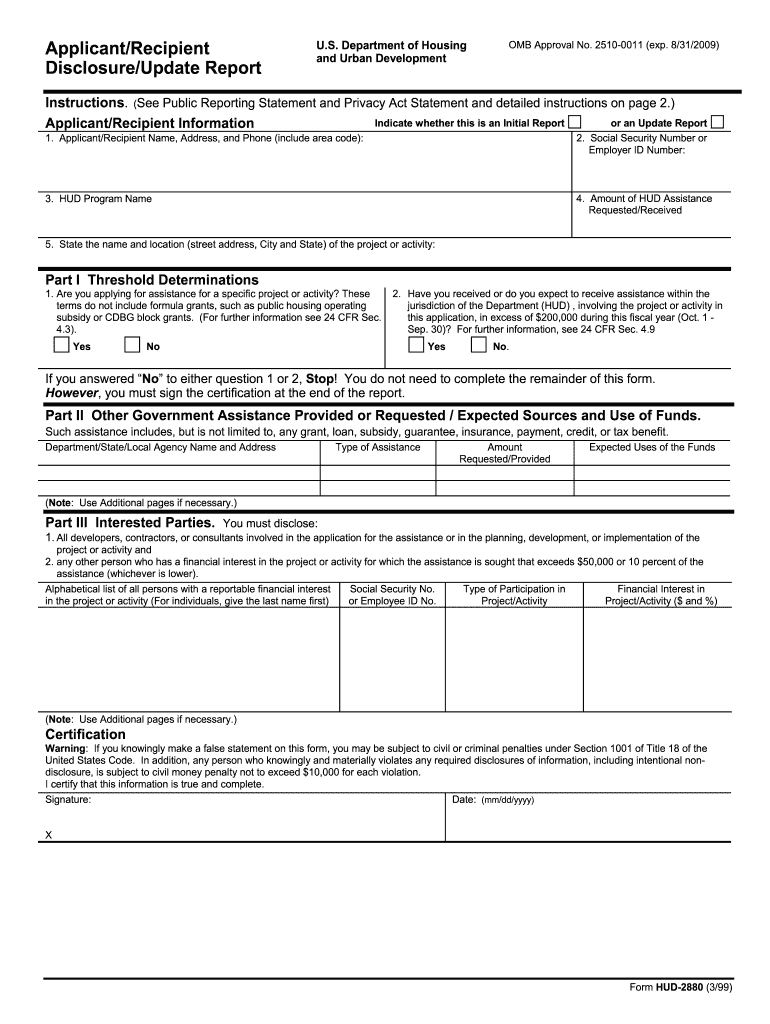  Hud 2880 Form 2014