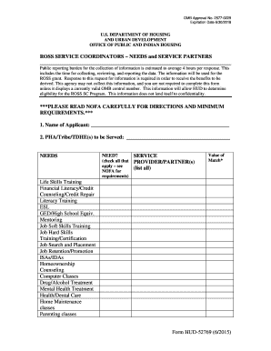 Form HUD 52769 6 ROSS SERVICE COORDINATORS Portal Hud