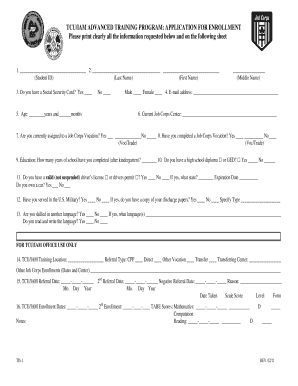 Fillable Online Tcu Jobcorps  Form