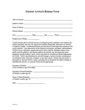 Student Artwork Release Form