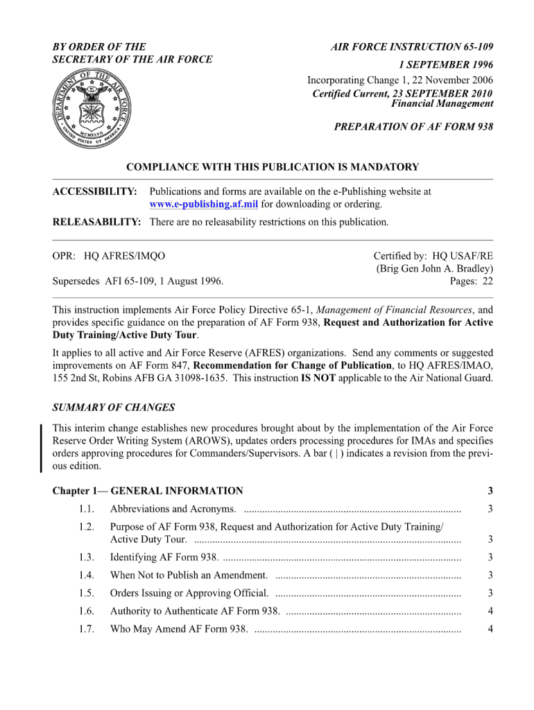  Af Form 938 Fillable 2010-2024