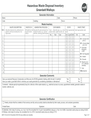 Waste Inventory Template  Form