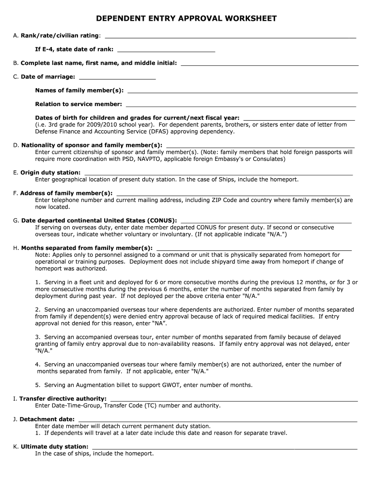 Dependent Entry Approval  Form